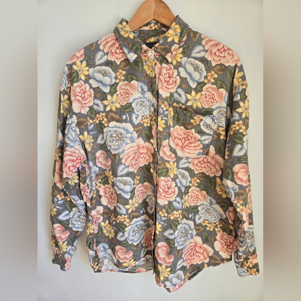 Vintage LIZ WEAR Floral 💯 Cotton Shirt